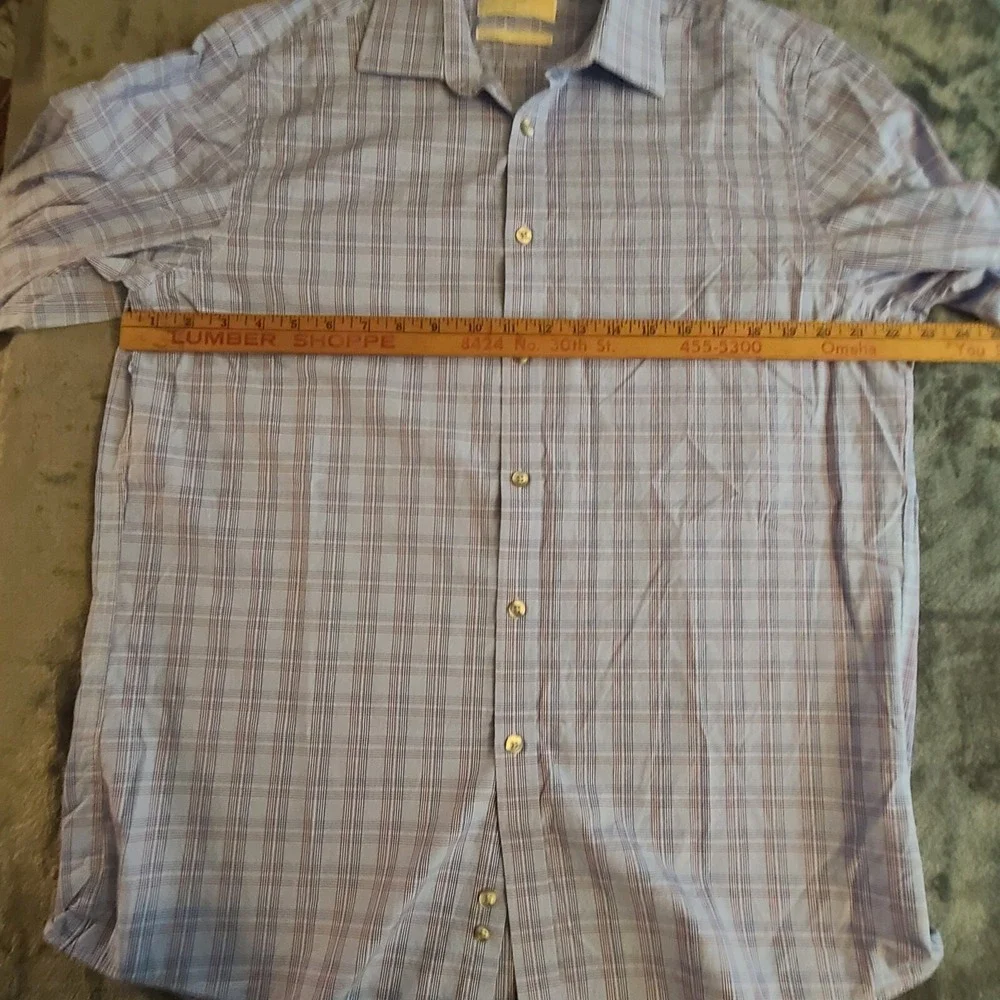 Mens Michael Kors Long Sleeve Button Up Plaid Shirt Size 16 X 34/35 Blue Red